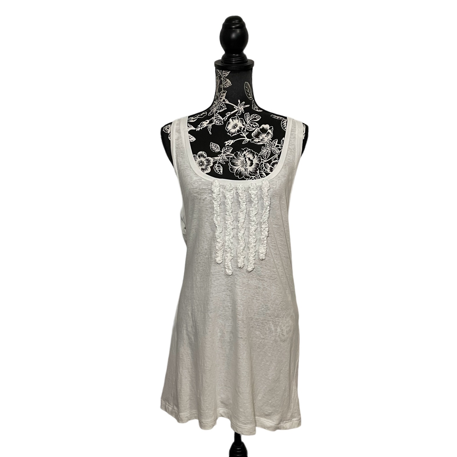 Dsquared2 Tank Top 100% Cotton Jersey Ruffles Streetwear Italy White Xl